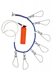 Кукан ТРИ КИТА 7 застежек металл трос с поплавком(Россия)
