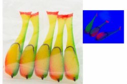 Поролоновая рыбка LEADER 14см оснащ. двойник цв.24 UV 5шт.(Россия)